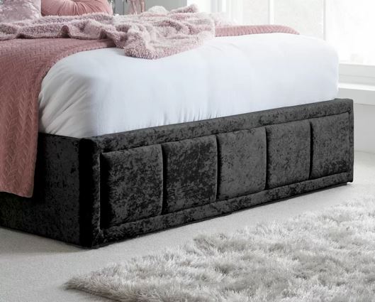 Hannover King Ottoman Bed - Black Crushed Velvet