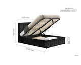 Hannover Double Ottoman Bed - Black Crushed Velvet
