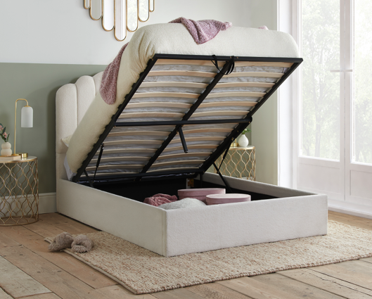 Monaco Fabric Ottoman King Bed - White