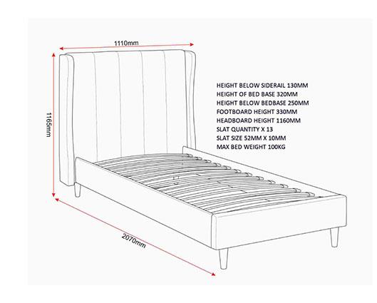 AMELIA 3' BED - PINK VELVET FABRIC