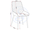 AVERY & LUKAS EXTENDING DINING SET (X4 CHAIRS) - CONCRETE/SAPPHIRE BLUE VELVET