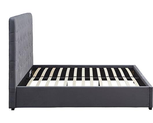 MADISON 5' BED - GREY VELVET FABRIC