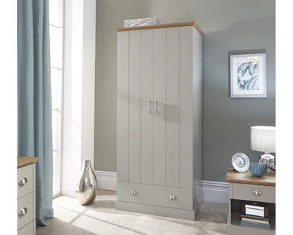Kinsley 2 Door 1 Drawer Wardrobe-Grey