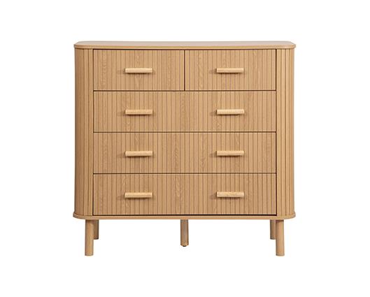 Axel 5 Drawer Fluted Chest - Oak