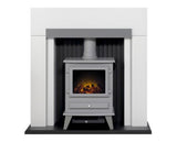 Stalbridge Fireplace 39inch - White/Grey With Electric Stove - Grey