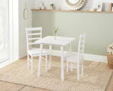 Stetson Dining Table & 2 Ladder Chairs- White