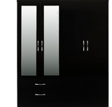 NEVADA 4 DOOR 2 DRAWER WARDROBE - BLACK GLOSS