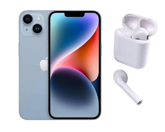 Refurbished Apple iPhone 14 Blue with Wireless Headphones