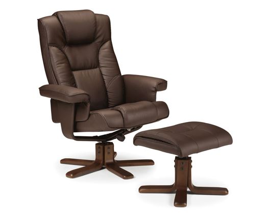 Monk Swivel Recliner & Stool Brown