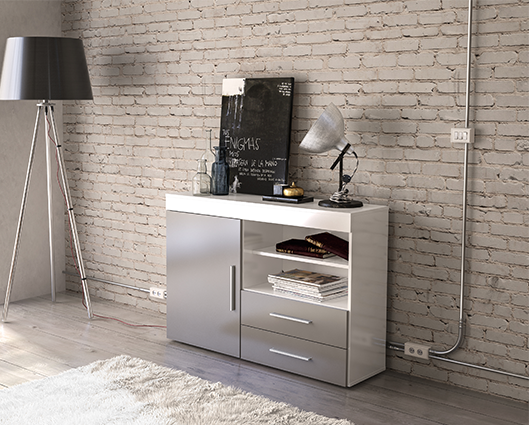 Edgeware 1 Door 2 Drawer Sideboard- White & Grey