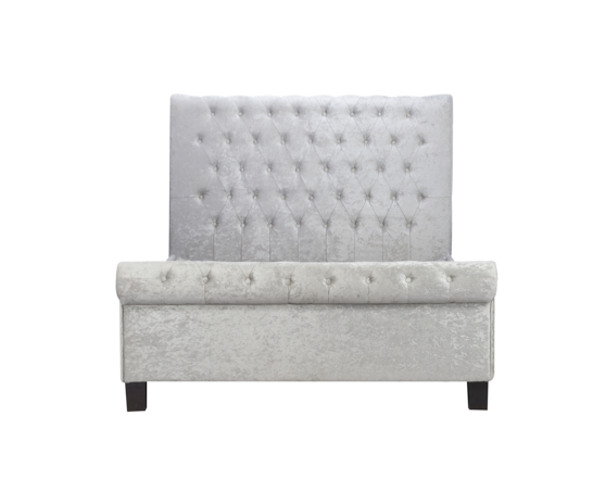 Sienna King Bed - Steel Crushed Velvet