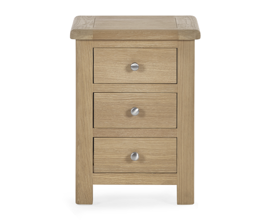 Malani Limed Oak 3 Drawer Bedside