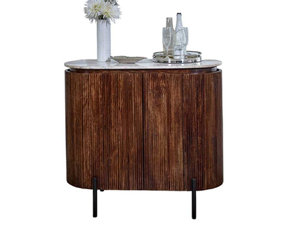 Olin Solid Wood Sideboard/Drinks Cabinet With Marble Top & Metal Legs