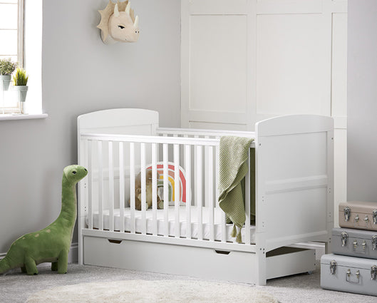 Grady Cot Bed & Under Drawer - White