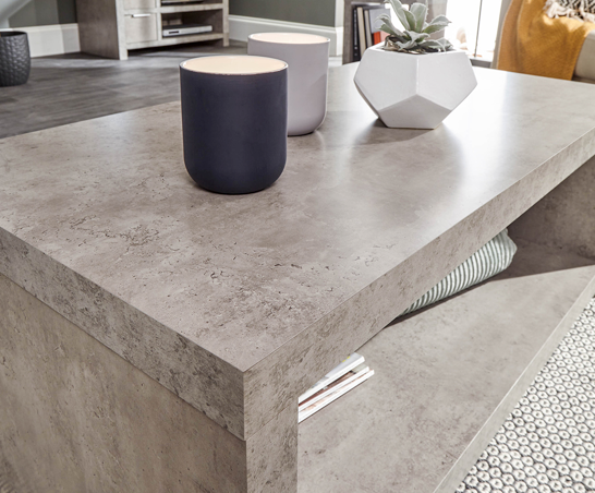 Brady Coffee Table with Shelf- Concrete