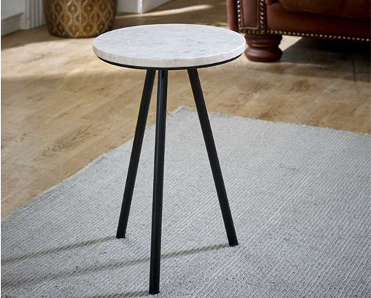 Olin Side Table With White Marble Top & Metal Legs