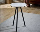 Olin Side Table With White Marble Top & Metal Legs