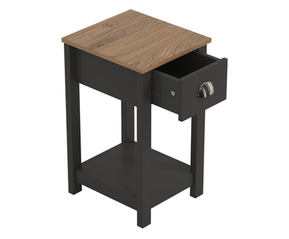 Della 1 Drawer Bedside Table- Fossil Grey