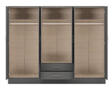 NEVADA 6 DOOR 2 DRAWER WARDROBE - 3D EFFECT GREY