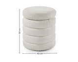 Hailey Ivory Boucle Upholstered 40cm Storage Stool