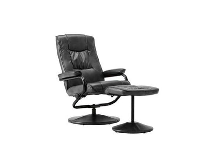 Manuel Swivel Chair & Footstool - Black