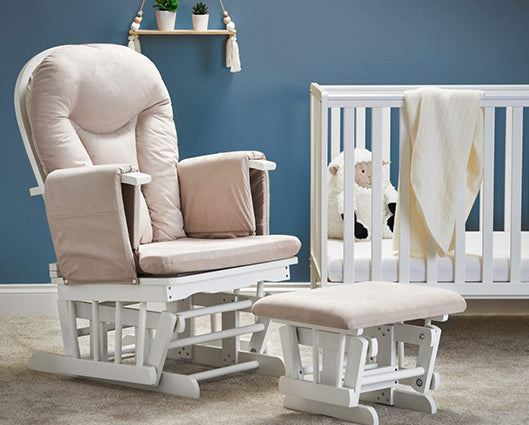 Mila Reclining Glider Chair and Stool - Sand