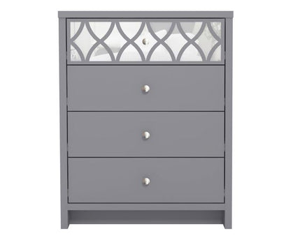 Arlo 4 Drawer Chest with Mirror- Cool Grey