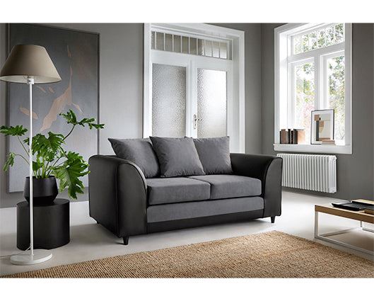 Dan 2 Seater Sofa- Black & Charcoal