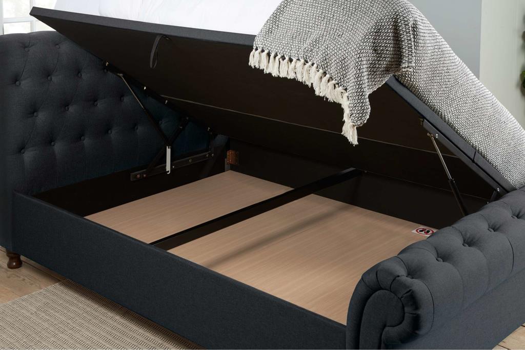 Charlton Side Lift Ottoman King Bed - Charcoal