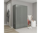 DENVER 3 DOOR WARDROBE - GREY GLOSS