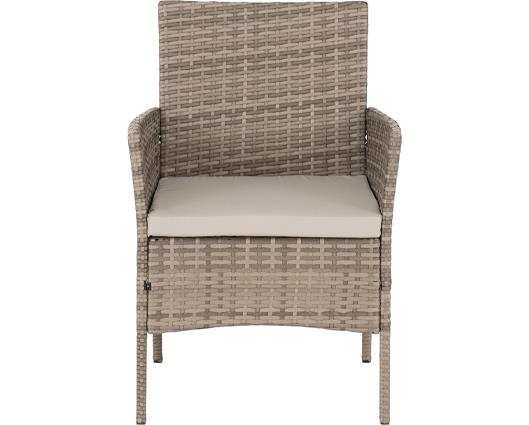 Willow 4Pc Garden Set - Grey Rattan/Grey Fabric/Clear Glass