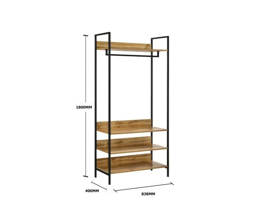 Zulu Tall Open Wardrobe with 4 Shelves-Oak