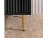 Zara 2 Drawer Fluted Bedside - Black