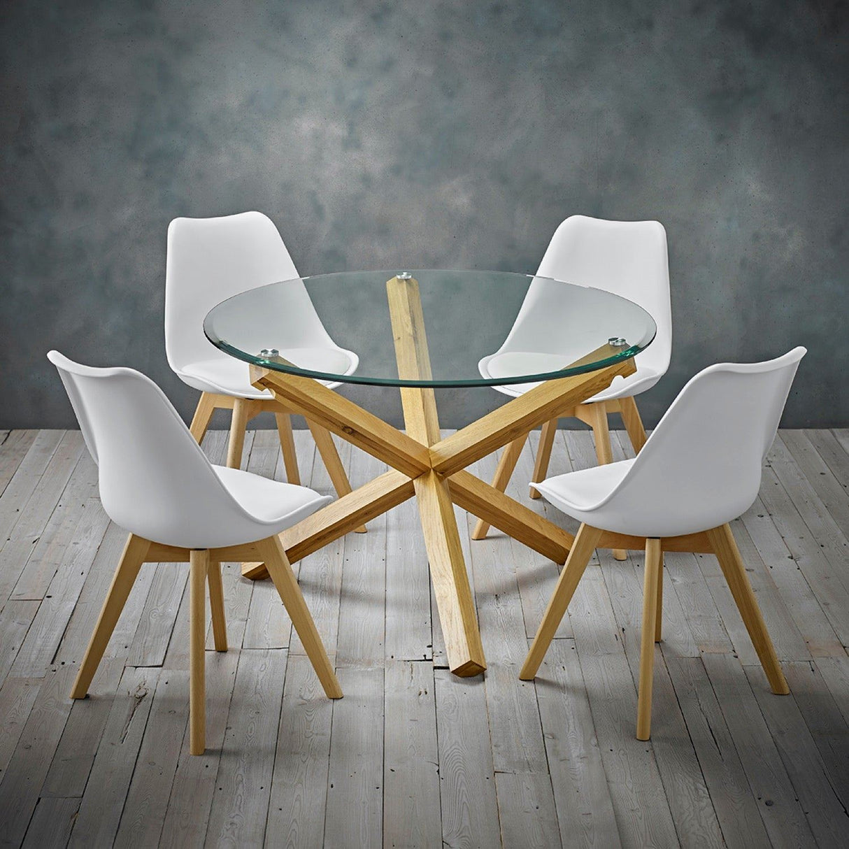 Otho Dining Table Oak With Glass Top