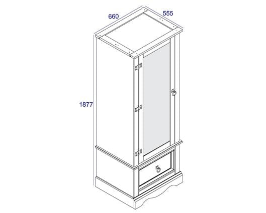 Corona armoire with mirrored door & drawer