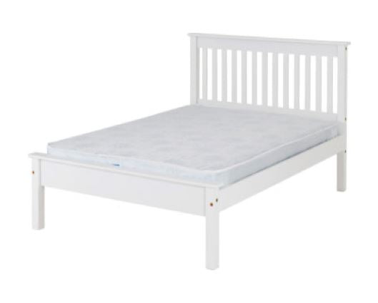 Monaco King Bed Low Foot End - White