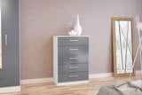 Larz 5 Drawer Chest - White & Grey