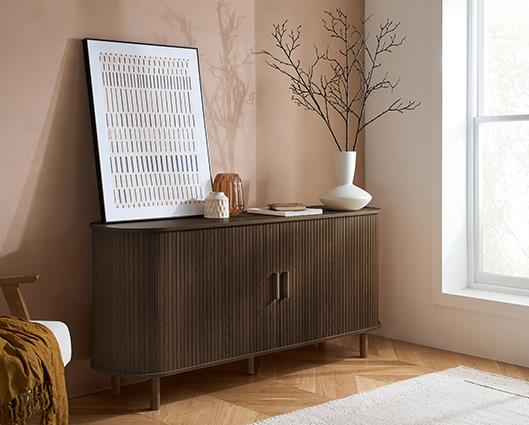 Axel 2 Door Fluted Sideboard - Walnut