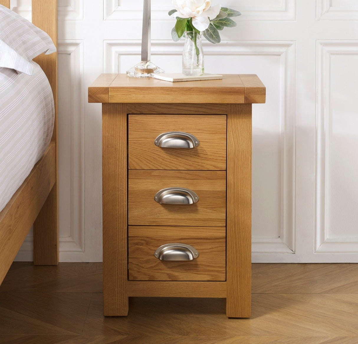 Winona Small 3 Drawer Bedside - Oak