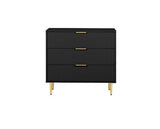 Zara 3 Drawer Fluted Chest - Black
