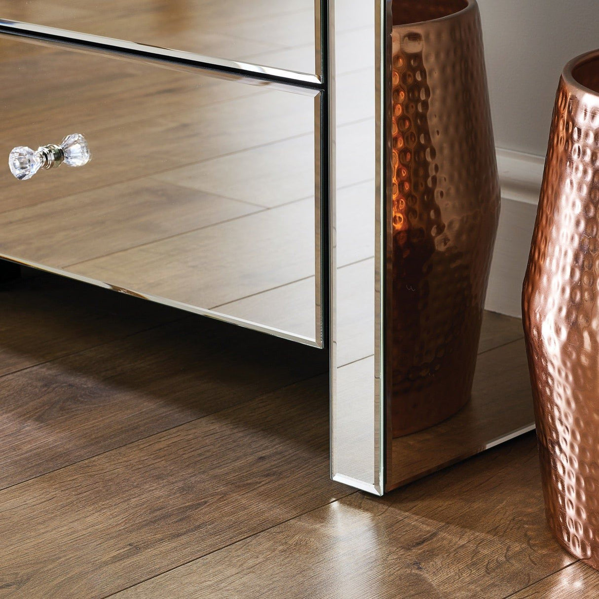 Seville 5 Drawer Narrow Chest - Mirrored