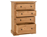 Corona 4 Drawer Chest - Distressed Waxed Pine