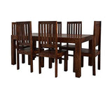 Tyler Dark Mango 6 FT Dining Set with Wooden Chairs