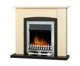 Hardin Fireplace in Cream & Black with Electric Fire in Chrome, 39cm