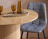 Axel Round Fluted Dining Table with 4 Fabric Chairs - Oak