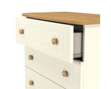 Warwick 5 Drawer Chest - Cream Ash with Modern Oak Top