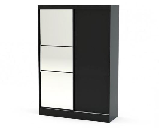 Larz 2 Door Sliding Wardrobe With Mirror - Black