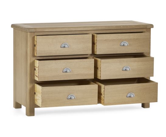Malani Limed Oak 6 Drawer Wide Chest