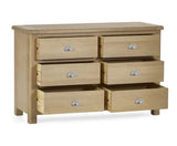 Malani Limed Oak 6 Drawer Wide Chest