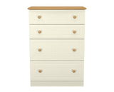 Warwick 4 Drawer Deep Chest - Cream Ash with Modern Oak Top